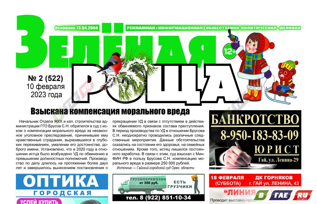 Февральский выпуск газеты «Зеленая роща»