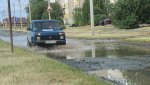 В пер. Спортивный после дождя образовался водяной затор