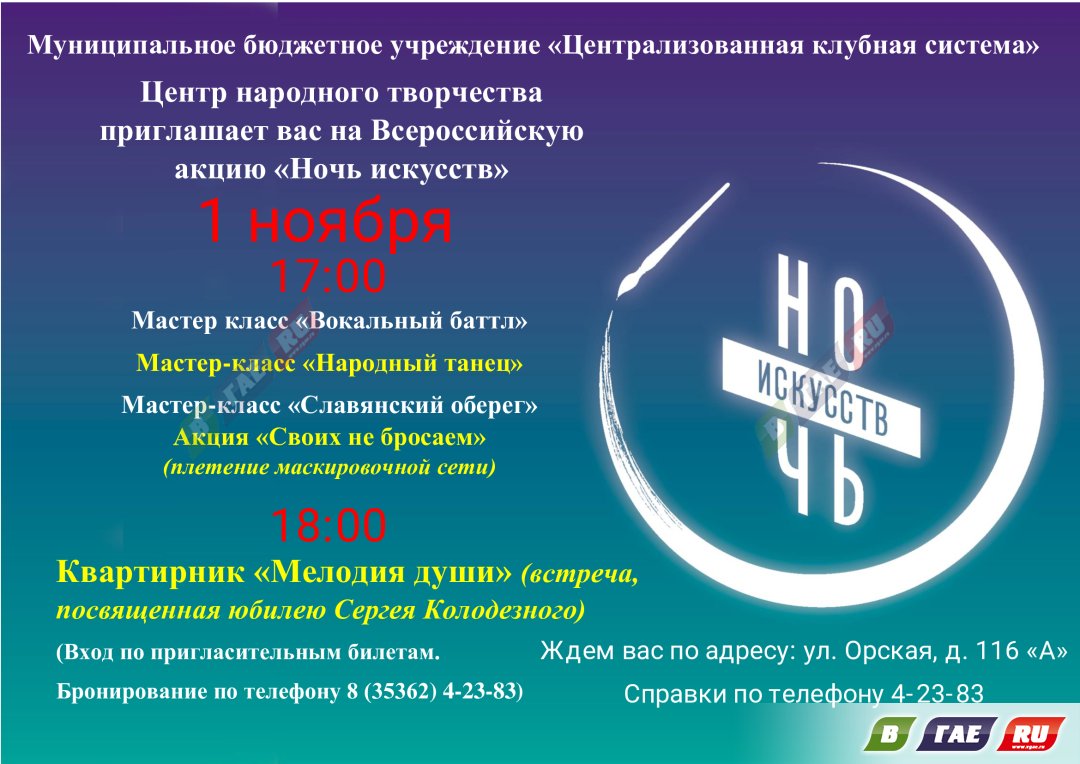 В Гае пройдет «Ночь искусств - 2024» (16+)