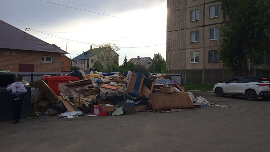 Баки для раздельного сбора мусора завалили обычным хламом